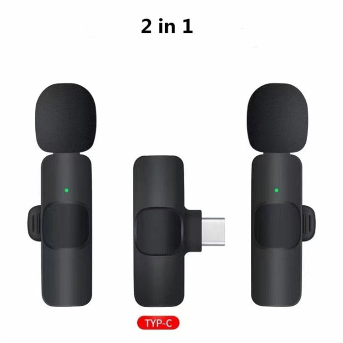 Wireless Lavalier Microphone Portable Audio Video Recording Mini Mic For iPhone Android Facebook Youtube Live Broadcast Gaming