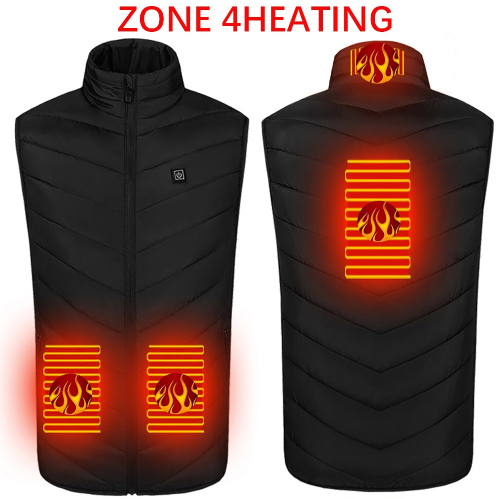 Heating jacket, USB smart switch 2-11 zone heating vest, electric heating hunting vest, men&#39;s and women&#39;s heating padded jacket