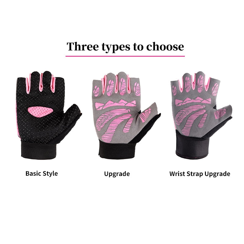 Women Cycling Sports Gloves Highway Mountain Bike Bicycle Thickening Anti-slip Shockproof Gel Pad Bicycle MTB Half Finger Glove