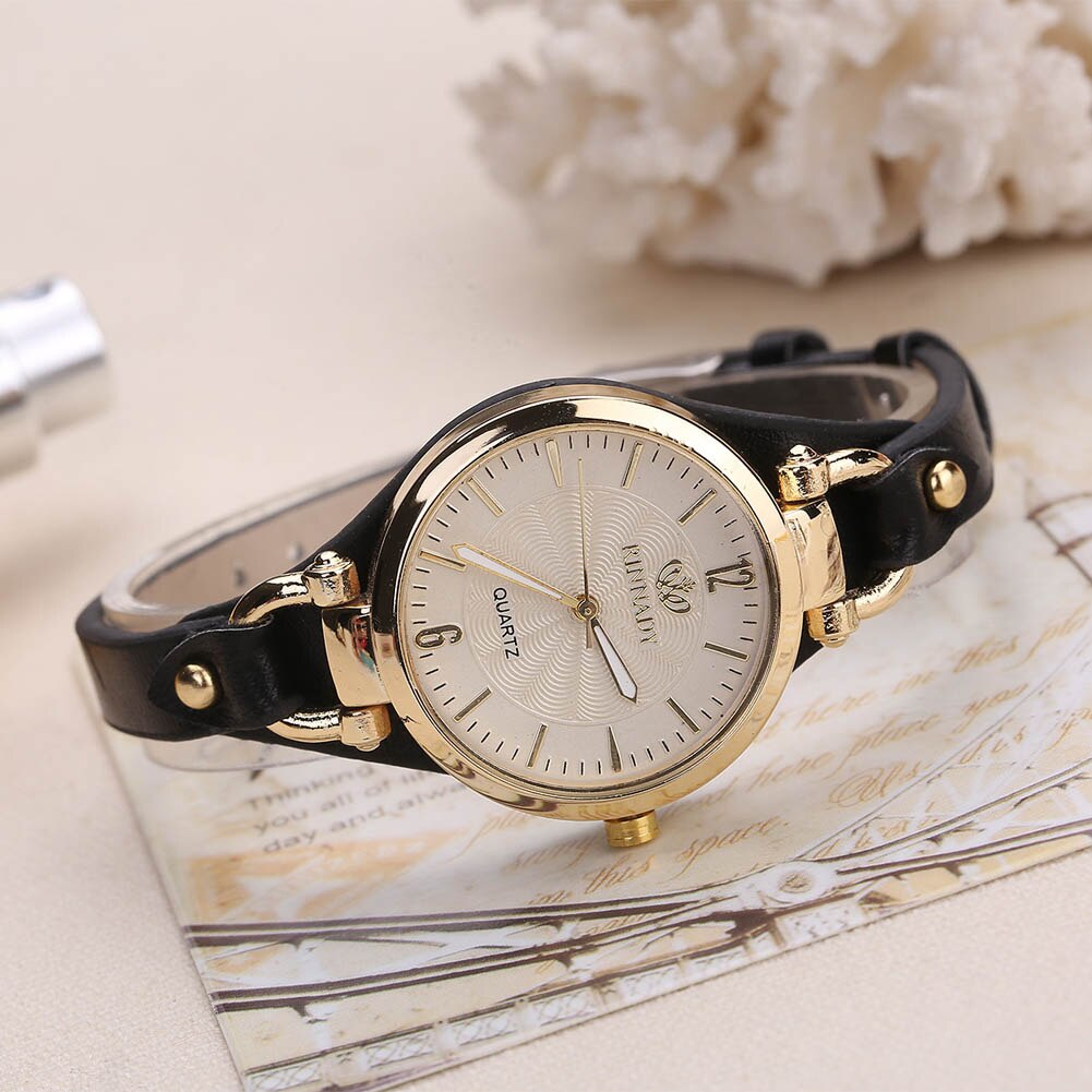 Women Casual Watches Round Dial Rivet PU Leather Strap Wristwatch Ladies Analog Quartz Watch Gifts Accessories