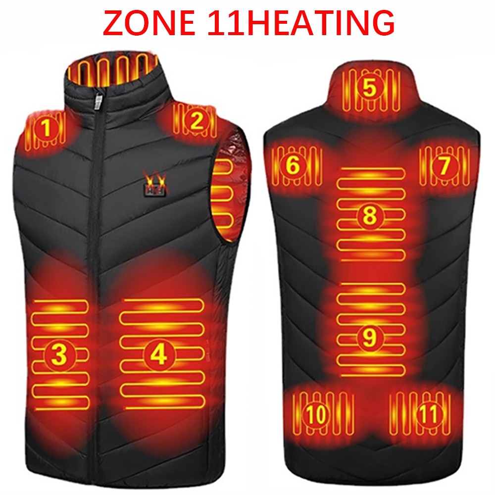 Heating jacket, USB smart switch 2-11 zone heating vest, electric heating hunting vest, men&#39;s and women&#39;s heating padded jacket