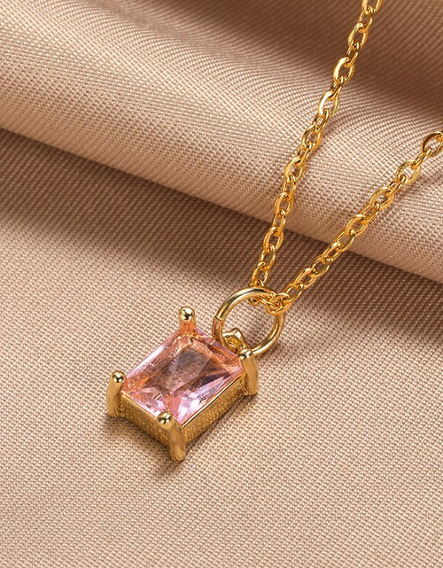 Load image into Gallery viewer, Korean Square Zircon Stone Pendant Necklaces  Color Stainless Steel Multicolor Crystal Necklaces Choker  collares para mujer
