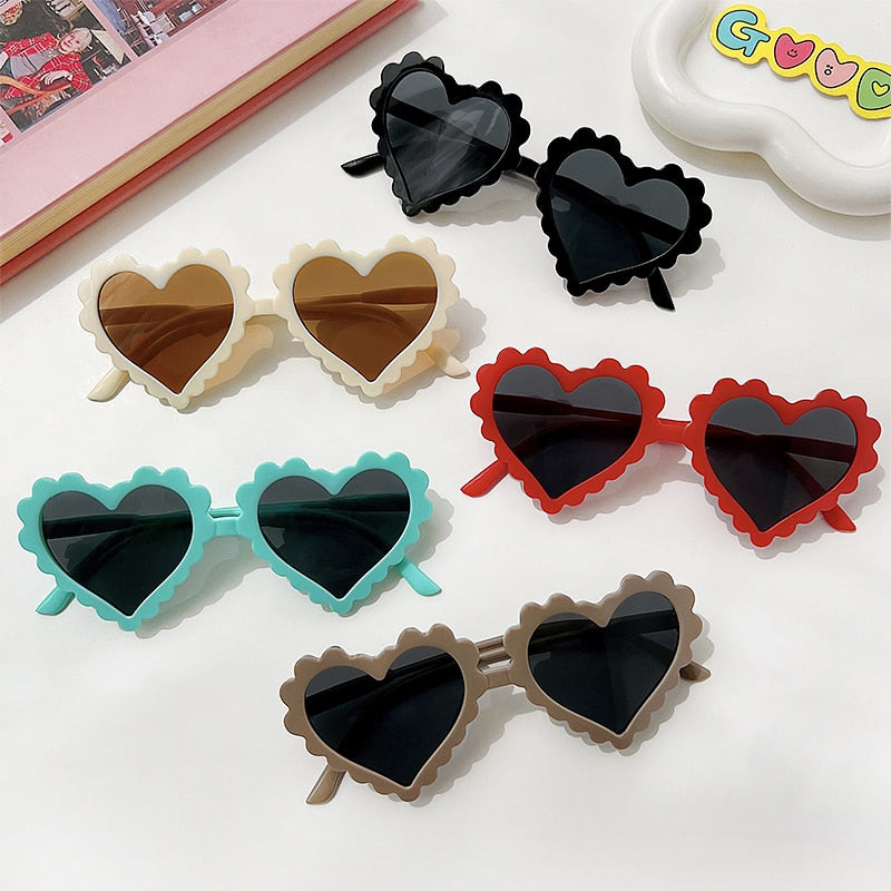 2023 New Kids Cartoon Heart Sunflower Fruit Rabbit Ears Sunglasses Girls Boy Children Outdoor Round Polarized UV400 Sun Glasses