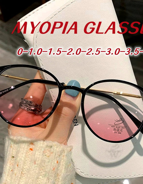 Load image into Gallery viewer, Ladies Round Finished Myopia Galsses Men Women Anti-blue Light Computer Eyewear New Fashion Special Lenses Optical Eyeglasses
