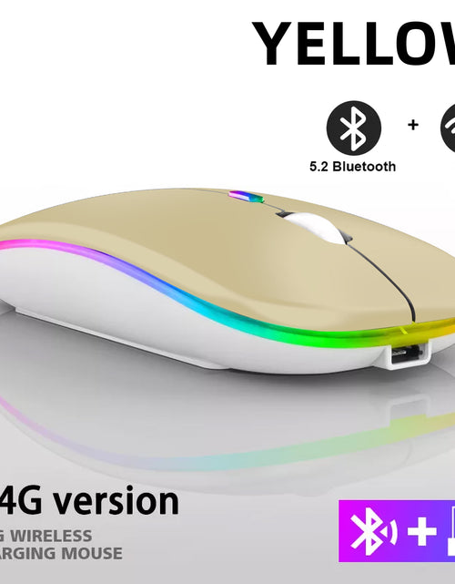 Load image into Gallery viewer, Rechargeable Bluetooth Wireless Mouse with 2.4GHz USB RGB 1600DPI Mouse for Computer Laptop Tablet PC Macbook Gaming Mouse Gamer
