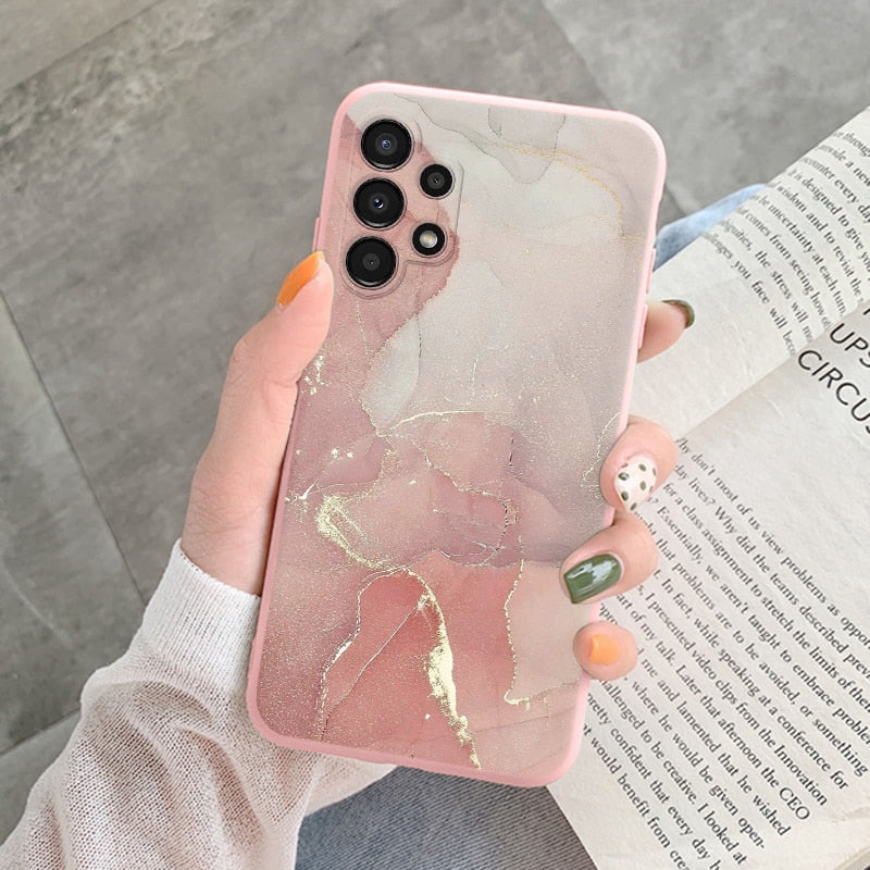 Marble Pattern Phone Case For Samsung Galaxy A13 5G A 13 4G Protective Cover Case Pink Silicone Soft Funda For Samsung A13 Coque