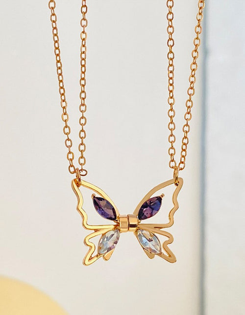 Load image into Gallery viewer, Dainty Magnetic Couple Necklace For Women Lovers Crystal Butterfly Pendant Clavicle Chain Best Friend Friendship Jewelry Gifts
