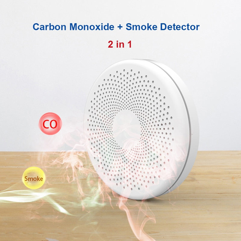 2 in 1 Version WiFi Function Tuya And Smart Life Smoke Detector Sensor &amp; Carbon Monoxide Co Gas Detector Smoke Fire Sound Alarm