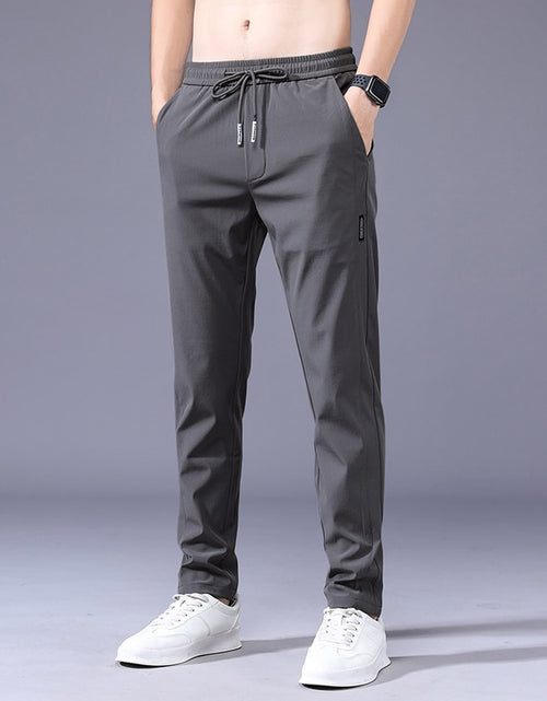 Load image into Gallery viewer, 2023 Men&#39;s Trousers Spring Summer New Thin Green Solid Color Fashion Pocket Applique Full Length Casual Work Pants Pantalon
