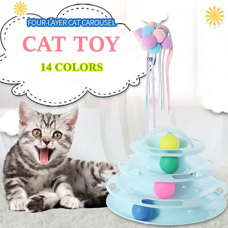 3/4 Levels Cat Toy Tower Tracks Interactive Pet Toy Training Amusement Toys for Cats Kitten Cat Tunnel Cat Accessories Pet Items