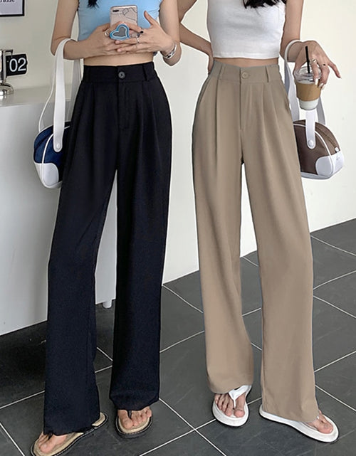 Load image into Gallery viewer, New Straight Wide Leg Women&#39;s Pants Korean Style High Waist Pants for Women Solid Color Loose Suit Trousers Female
