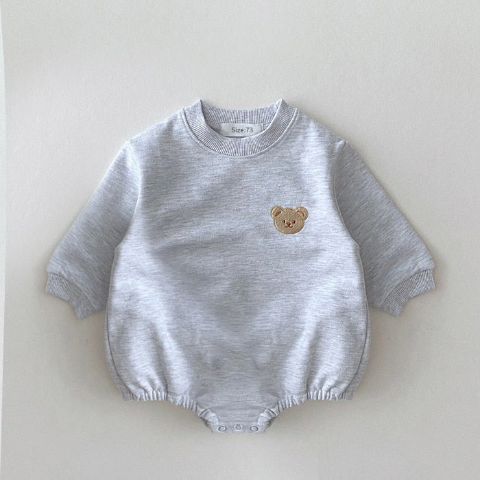 Korea Baby Sweatshirt Romper Boy Spring Fall Soft Long Sleeve Cotton Bear Infant Bodysuit Girls Jumpsuits Hoodies Tops Outwear