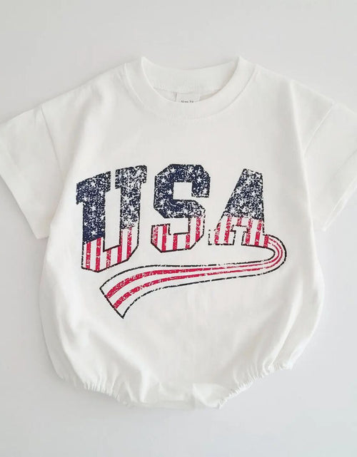 Load image into Gallery viewer, Baby Boys USA Print T-Shirt Romper Newborn Bebe Short Sleeve Sweatshirt Onesie Toddler Girls Romper 0-24M Jumpsuits 2023 Summer
