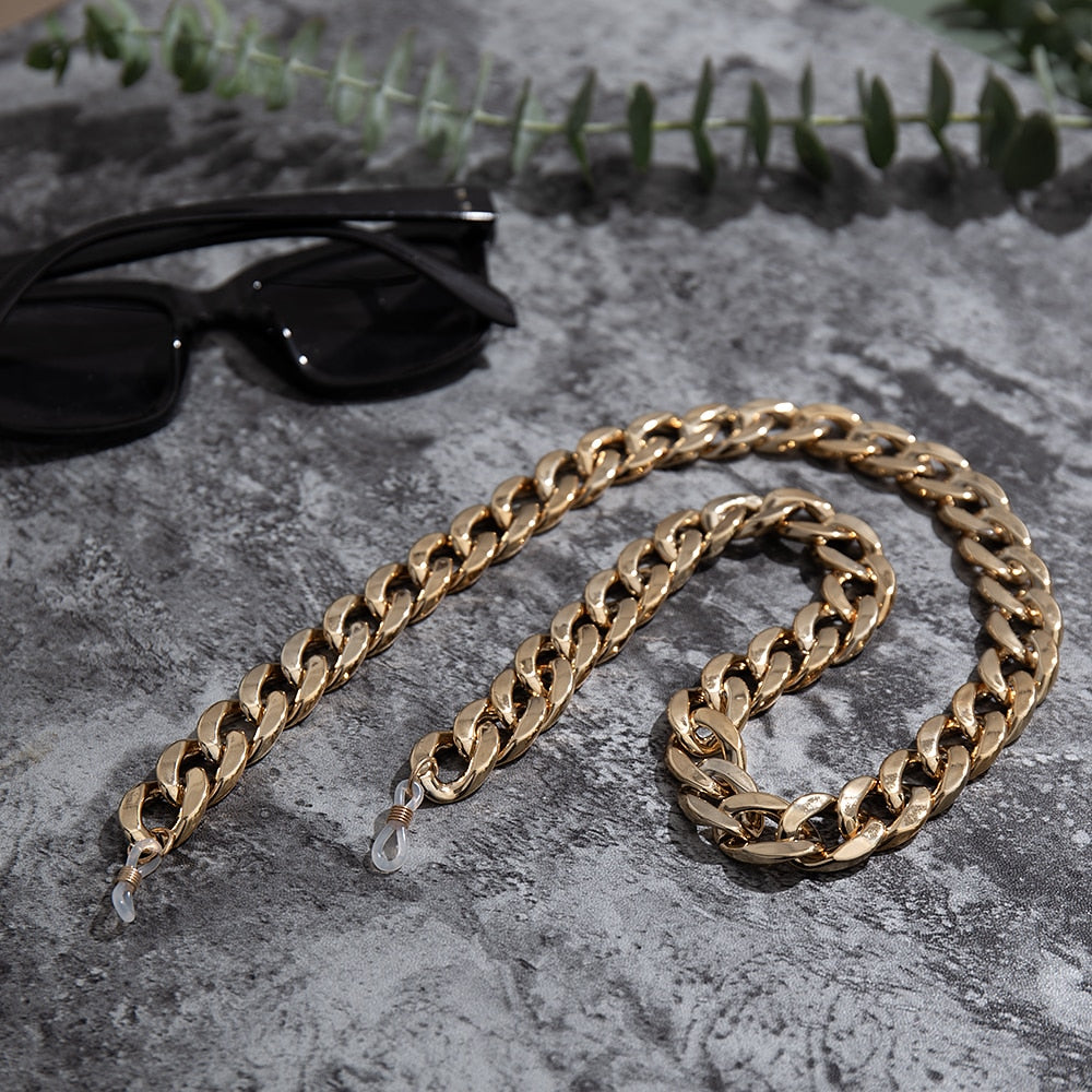 Acrylic Reading Glasses Chain Women Anti Slip Amber Leopard Color Sunglasses Chain Mask Strap Neck Lanyard Accessories