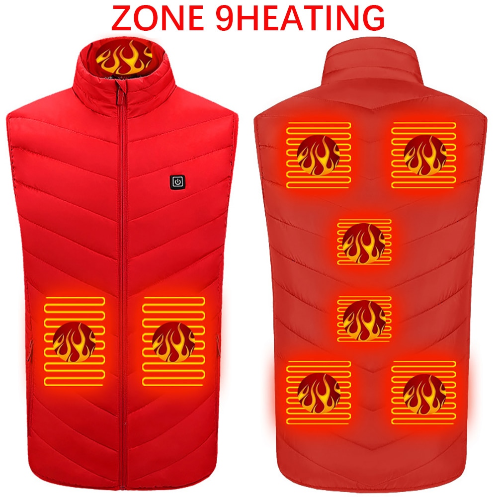 Heating jacket, USB smart switch 2-11 zone heating vest, electric heating hunting vest, men&#39;s and women&#39;s heating padded jacket