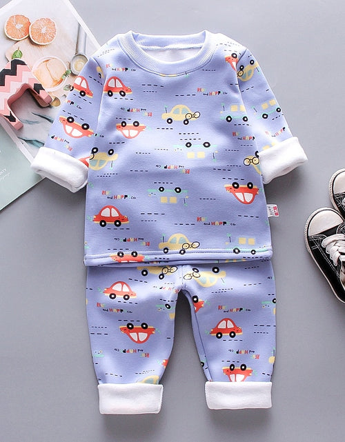 Load image into Gallery viewer, Autumn Winter Baby Boys Clothes Sets Thick Fleece Cartoon Bear Jacket Vest Pants 3Pcs Cotton Sport Suit For Girls Warm Outfits
