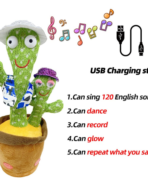 Load image into Gallery viewer, Dancing Cactus Toy Repeat Talking USB Charging Can Sing Record Cactus Bailarín Dansant Kids Education Toys Birthday Present
