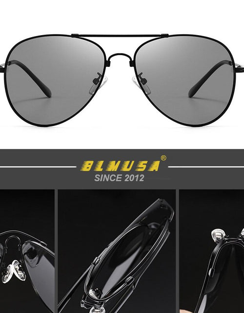 Load image into Gallery viewer, New Titanium Polarized Pilot Sunglasses Men Outdoor Car Driving Photochromic Memory metal Toad Sunglasses For Men UV400
