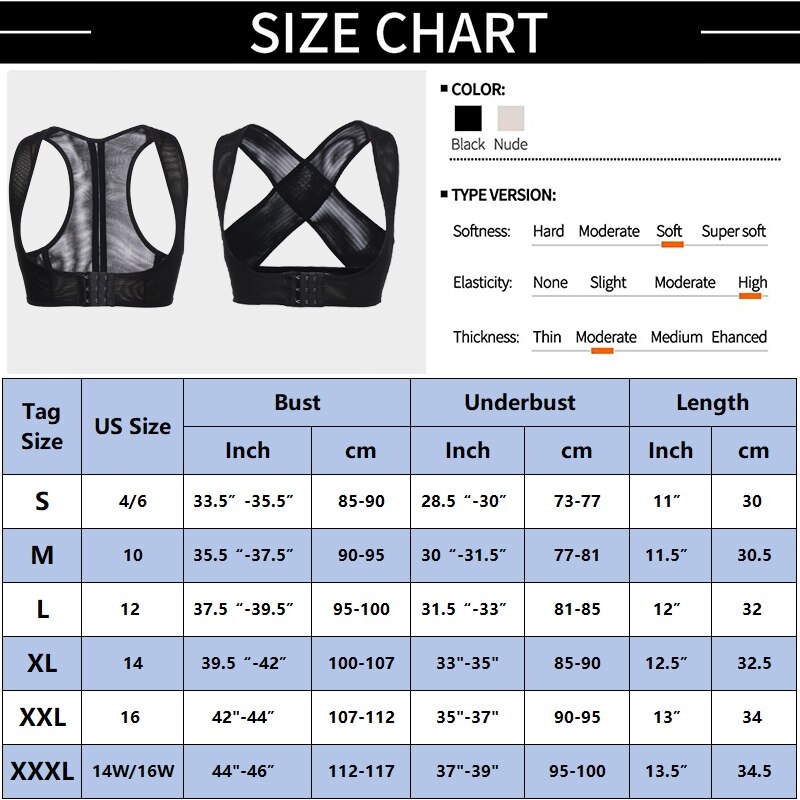 Push Up Bra Support Women Chest Brace Up Posture Corrector Shapewear Top Cropped Vest Back Compression Surgical Slimmer Band 3XL