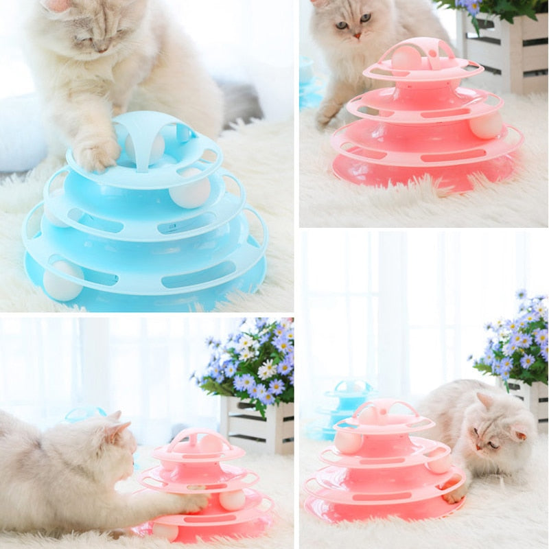 3/4 Levels Cat Toy Tower Tracks Interactive Pet Toy Training Amusement Toys for Cats Kitten Cat Tunnel Cat Accessories Pet Items