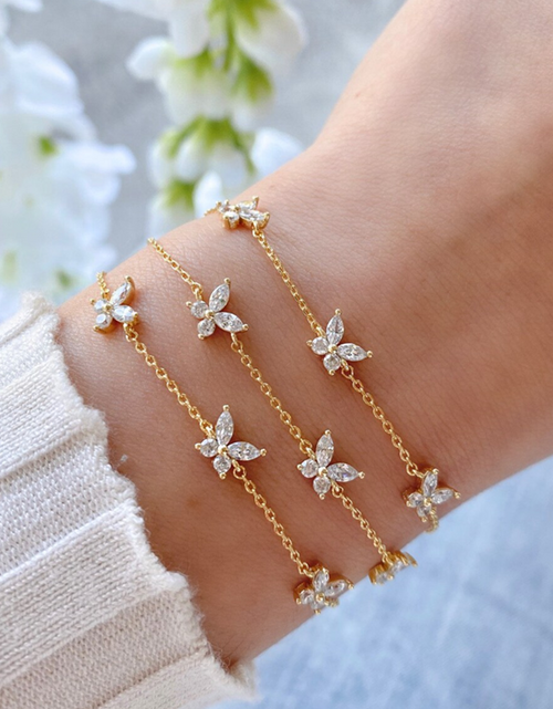 Load image into Gallery viewer, Dainty Crystals Butterfly Bracelets For Women Stainless Steel Jewelry Colorful Flowers Bracelet Femme Bijoux Girl Birthday Gifts
