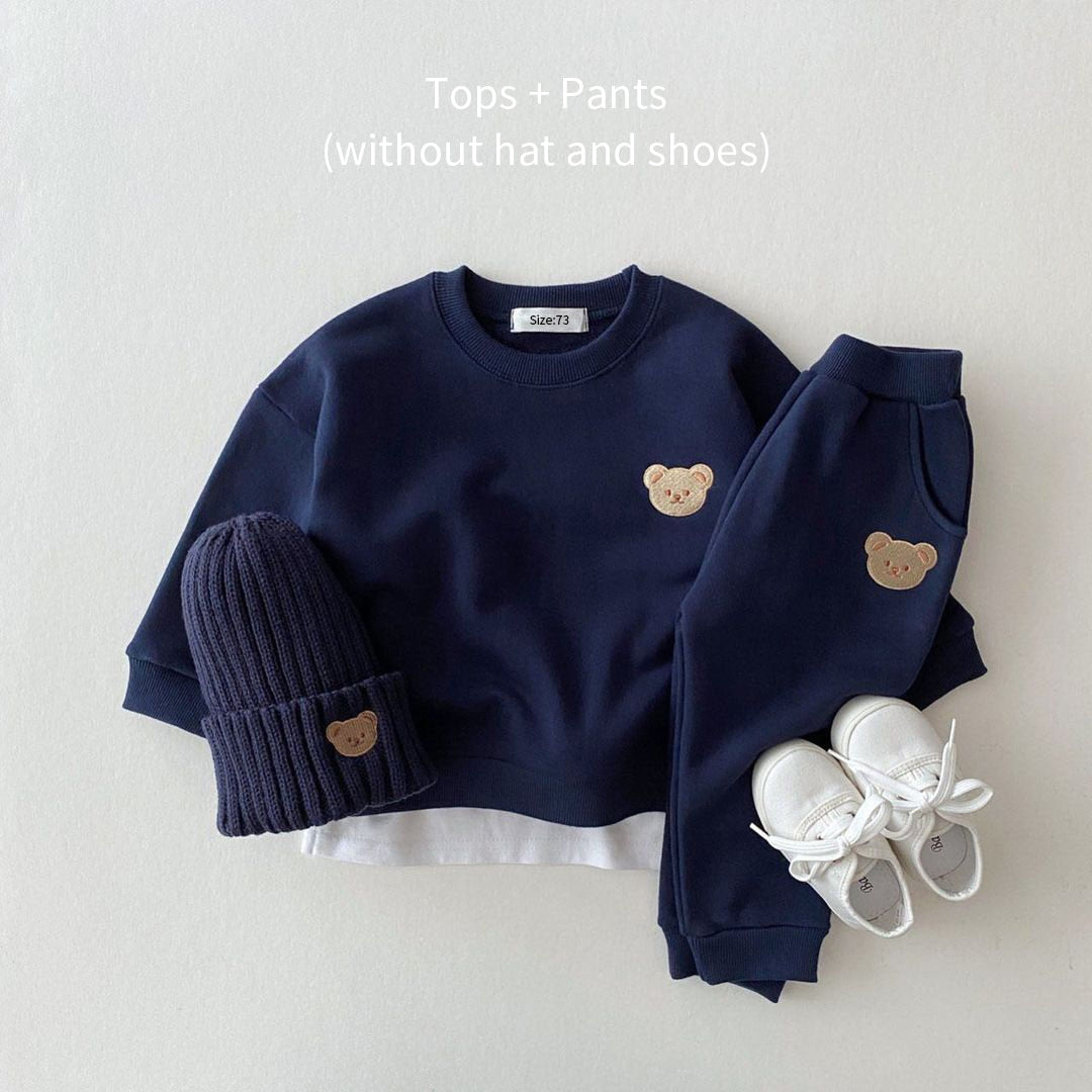 Toddler Baby Boys Girl Fall Clothes Sets Baby Girl Clothing Set Kids Sports Bear Sweatshirt Pants 2Pcs Suits Outfits