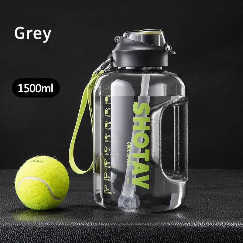 2 Liter Water Bottle with Straw Large Portable Travel Bottles For Training Sport Fitness Cup with Time Scale FDA Free