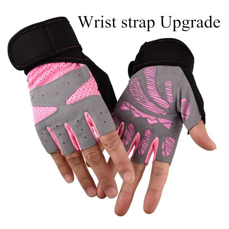 Women Cycling Sports Gloves Highway Mountain Bike Bicycle Thickening Anti-slip Shockproof Gel Pad Bicycle MTB Half Finger Glove