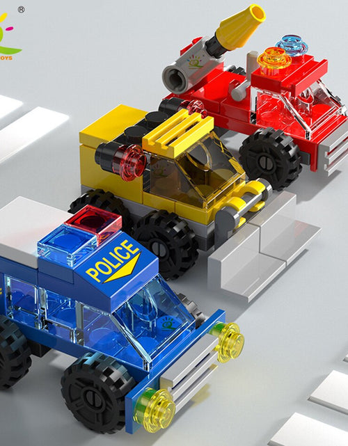 Load image into Gallery viewer, 6IN1 City Fire Car Police Truck Engineering Crane Building Blocks Tank Helicopter Bricks Set Toys for Children Kids
