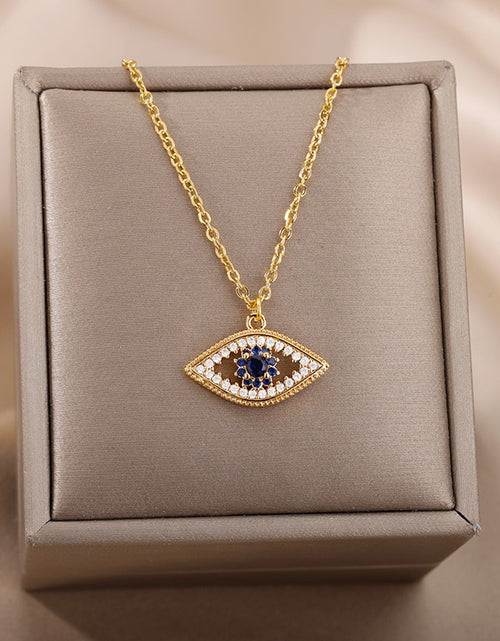 Load image into Gallery viewer, Turkish Evil Eye Pendant Necklace for Women Gold Plated Stainless Steel Necklaces 2023 Trending Choker Lucky Aesthetic Jewelry
