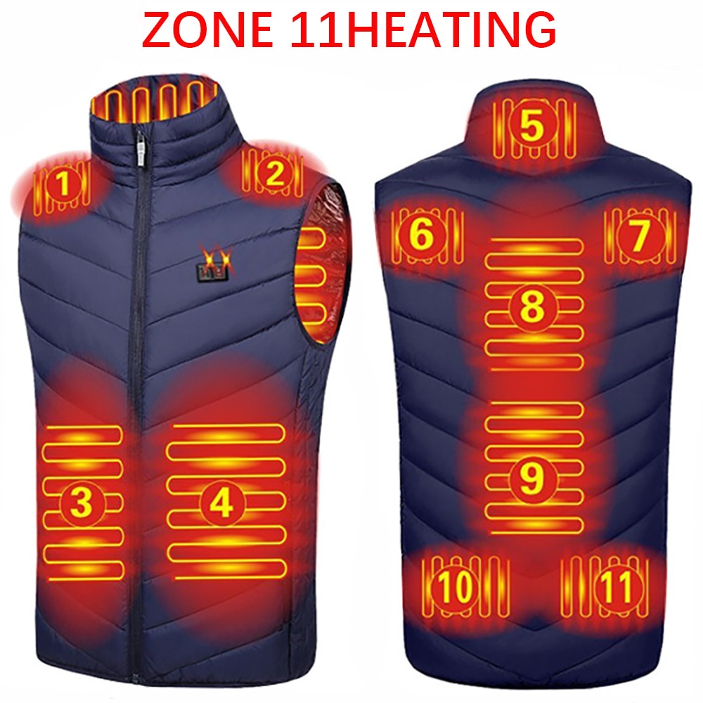 Heating jacket, USB smart switch 2-11 zone heating vest, electric heating hunting vest, men&#39;s and women&#39;s heating padded jacket