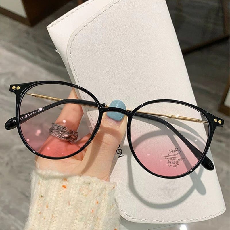 Ladies Round Finished Myopia Galsses Men Women Anti-blue Light Computer Eyewear New Fashion Special Lenses Optical Eyeglasses