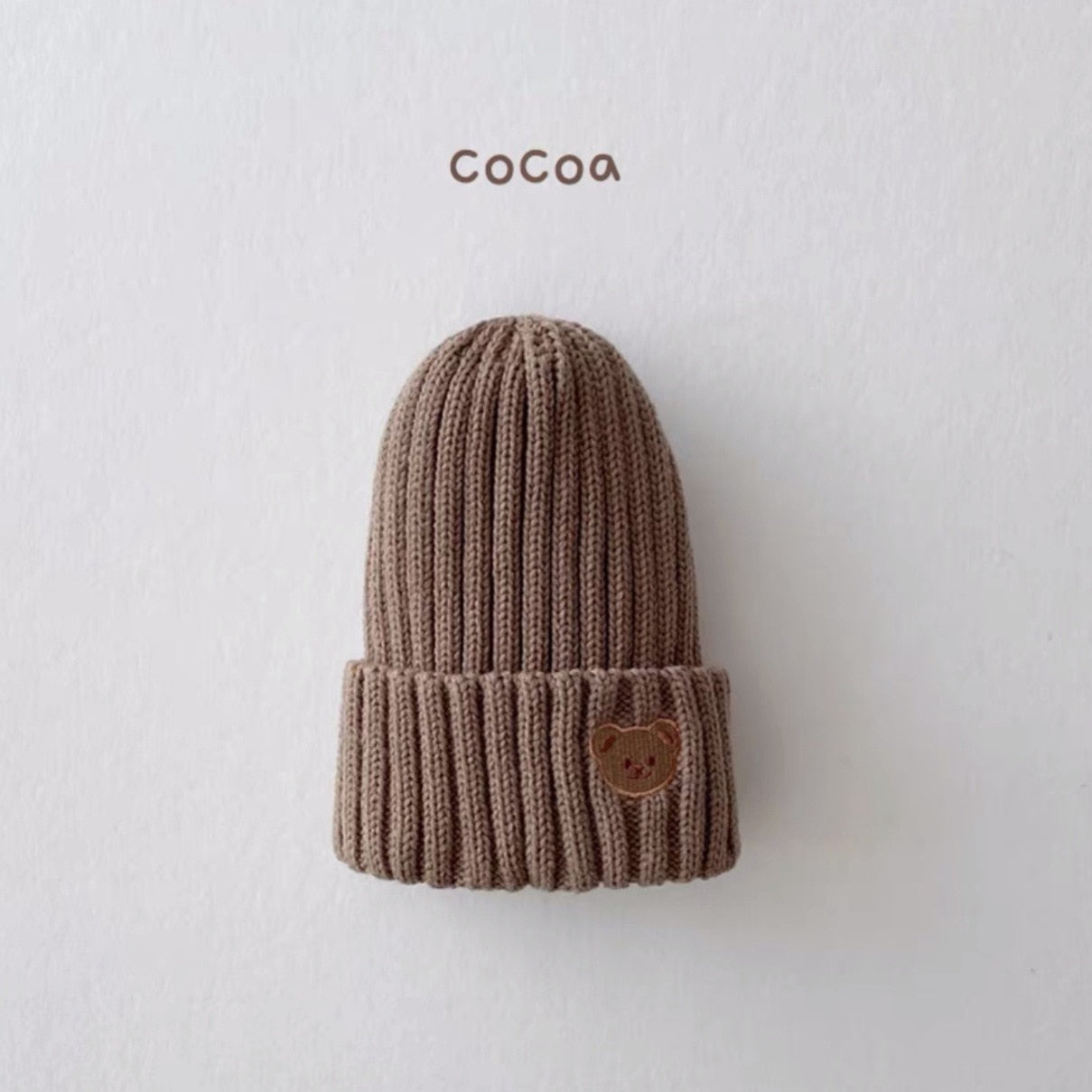 2023 Korea Spring Autumn Kids boys Hat Candy Color Baby Boys Knit Hat Baby Girls Bear Head Embroidery Kids Knitted Hat