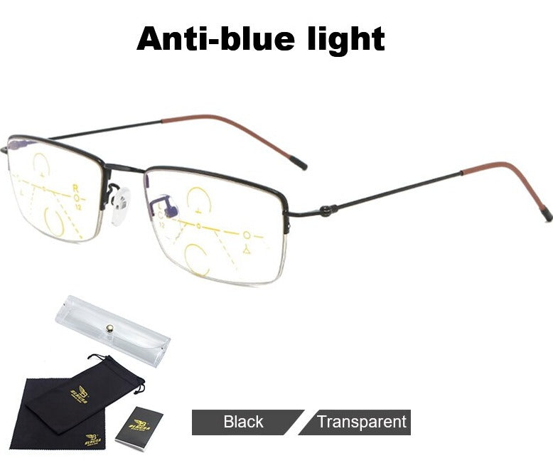 Ultra Light Anti Blue Light Reading Glasses Men Progressive Multifocal Looking Far And Near Eyeglasses Elderly Business Glasses