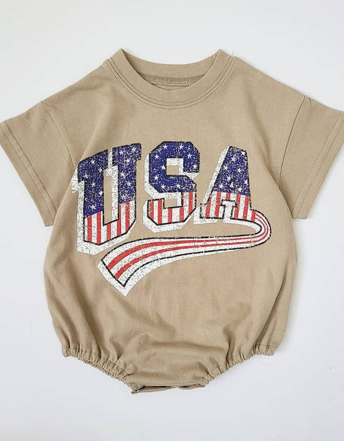 Load image into Gallery viewer, Baby Boys USA Print T-Shirt Romper Newborn Bebe Short Sleeve Sweatshirt Onesie Toddler Girls Romper 0-24M Jumpsuits 2023 Summer
