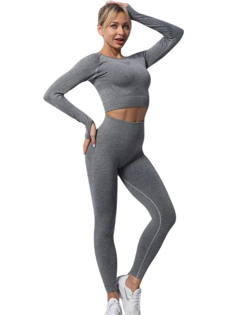 Load image into Gallery viewer, New European and American Yoga Suit Seamless Knitted Autumn and Winter Fitness Exercise Yoga Clothes Women&#39;s Suit
