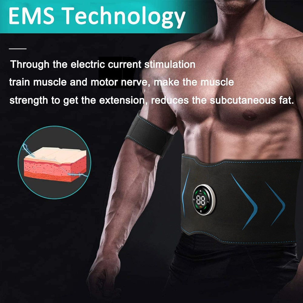 EMS Muscle Stimulator Abdominal Body Slimming Belt Electric Smart ABS Trainer Arm Leg Waist Weight Loss Fitness Vibration Belt