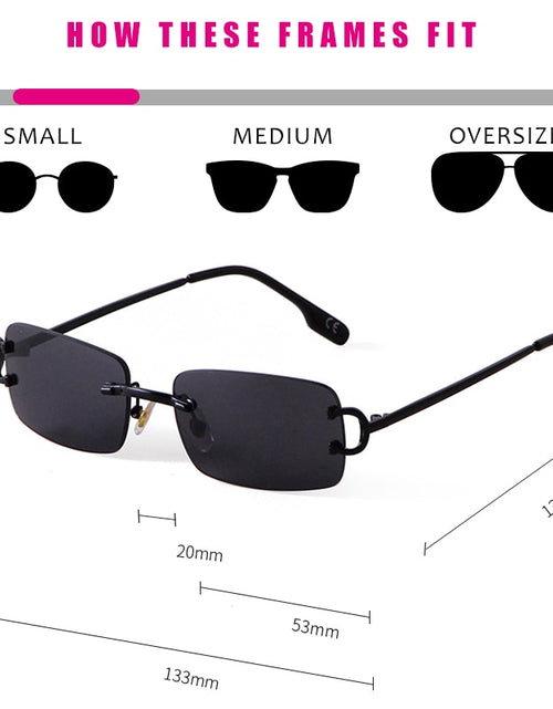 Load image into Gallery viewer, Blue Rimless Rectangle Sunglasses Men 2021 Brand Design Metal Fashion Square Sun Glasses for Women Gradient Lens Frameless UV400
