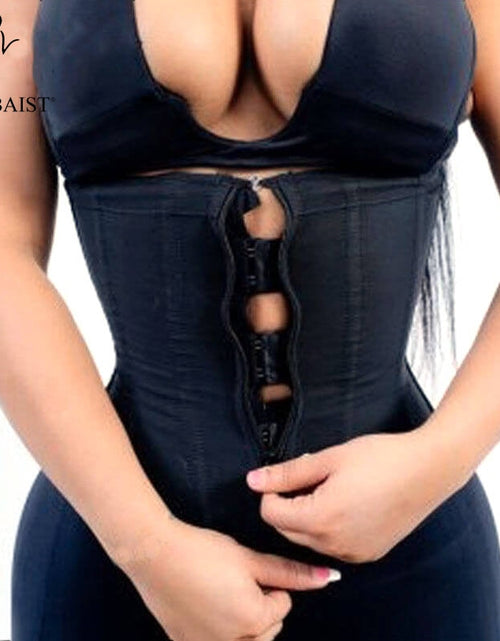 Load image into Gallery viewer, Women Latex Waist Trainer Body Shaper Corsets with Zipper Cincher Corset Top Slimming Belt Black Shapers Shapewear Plus Size
