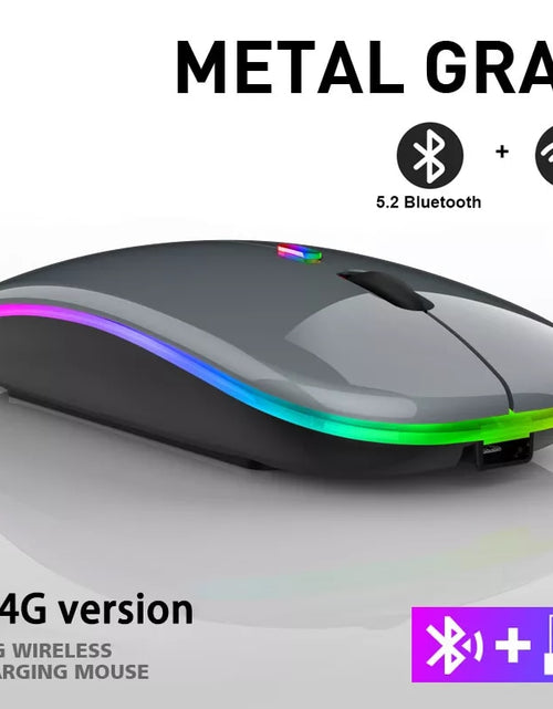 Load image into Gallery viewer, Rechargeable Bluetooth Wireless Mouse with 2.4GHz USB RGB 1600DPI Mouse for Computer Laptop Tablet PC Macbook Gaming Mouse Gamer
