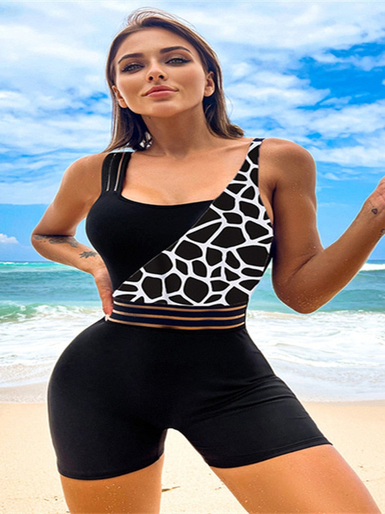 One Shoulder Cut Out Bikini One-Piece Swimsuit for Women Mesh Panel Patchwork Bikini Set Swimwear 2023 Bathing Suits Beachwear