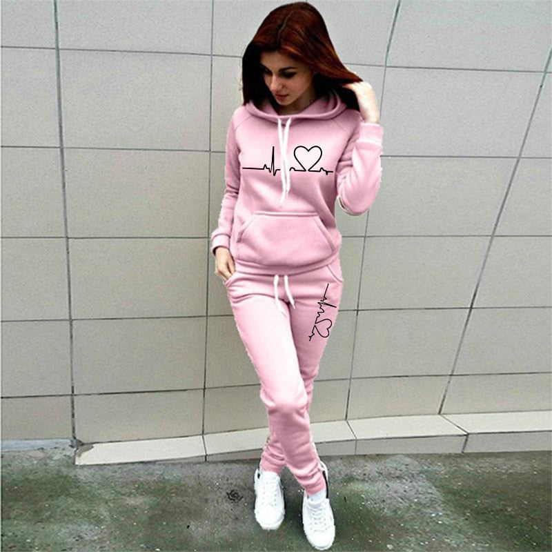 Autumn Women&#39;s Tracksuit Female Pullover Hoodies Jogging Pants 2 Piece Set Women Sweatshirt Sports Clothing Winter Warm Outfits