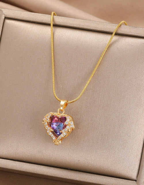 Load image into Gallery viewer, Delicate Enamel Heart Pendants Necklaces for Women Gold Color Black Red Love Drop Necklaces Fashion Jewelry envío gratis ofertas
