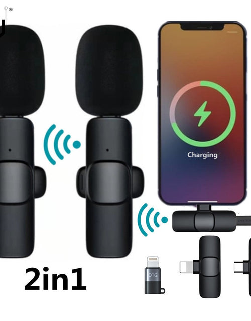 Load image into Gallery viewer, Wireless Lavalier Microphone Portable Audio Video Recording Mini Mic For iPhone Android Facebook Youtube Live Broadcast Gaming
