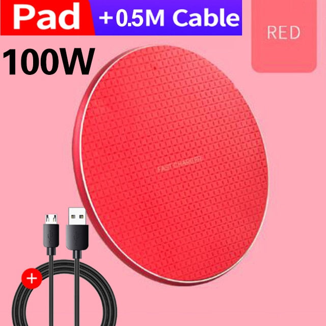 100W Wireless Charger for iPhone 14 13 12 11 Xs Max X XR Plus Super Fast Charging Pad for Ulefone Doogee Samsung Note 9 Note S21