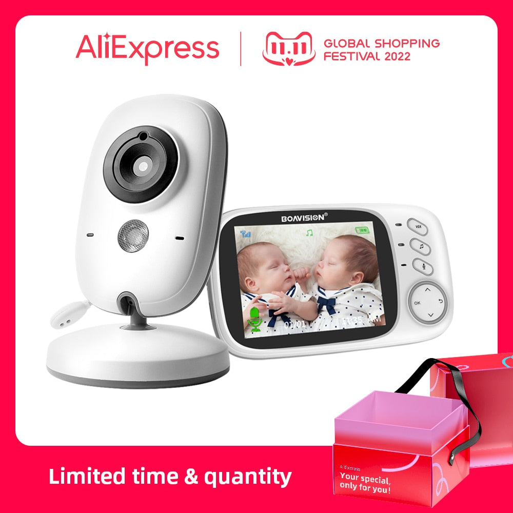 Video Baby Monitor 2.4G Wireless With 3.2 Inches LCD 2 Way Audio Talk Night Vision Surveillance Security Camera Babysitter