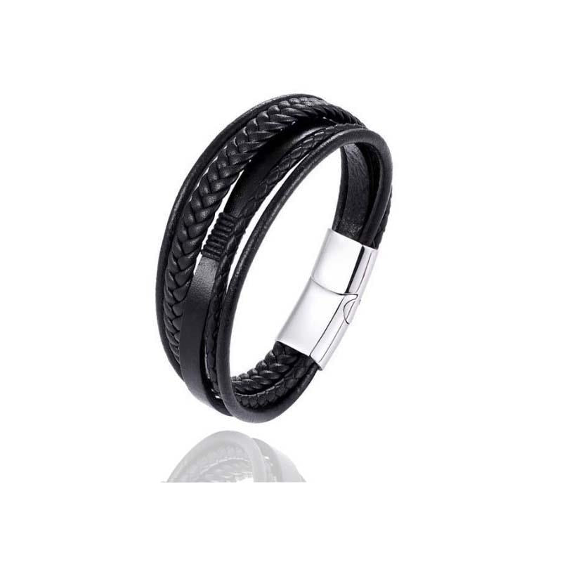 Multi-Layer Men Leather Bracelet Stainless Steel Infinity Symbol Charm Fashion Classic Bracelets for Men Jewelry Gift