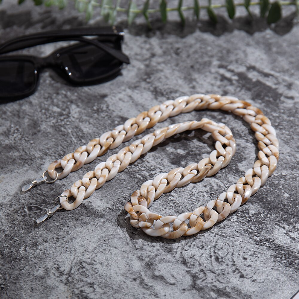 Acrylic Reading Glasses Chain Women Anti Slip Amber Leopard Color Sunglasses Chain Mask Strap Neck Lanyard Accessories