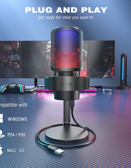 Load image into Gallery viewer, USB Microphone for Recording and Streaming on PC and Mac,Headphone Output and Touch-Mute Button,Mic with 3 RGB Modes -A8
