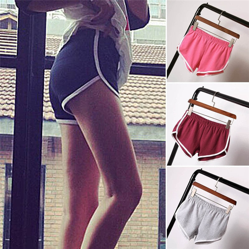 Women Sports Shorts Short Pants Gym Workout Stretch Waist Casual Waistband Running Jogging Short Size S-XXL